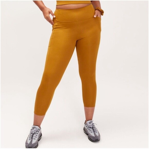 Girlfriend Collective Leggings Womens XL Compression High Rise 7/8 Saddle Gold - Picture 1 of 8
